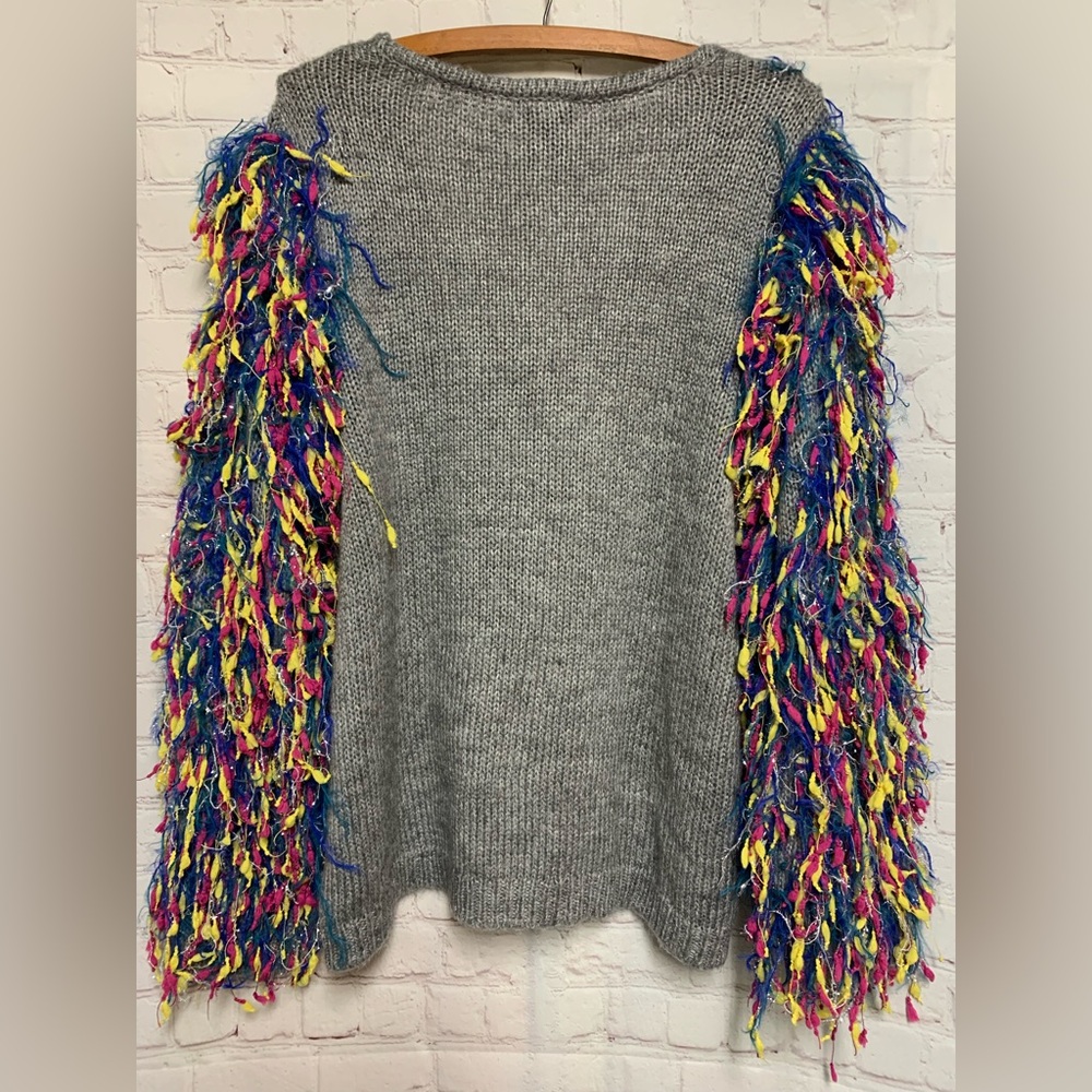Torrid Her Universe Birds of Prey Gray Cardigan Colorful Fringe Sleeves Size 2X - Picture 7 of 7